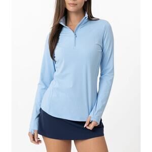 Rhoback Long Sleeve Quarter Zip Pullover Blue Large